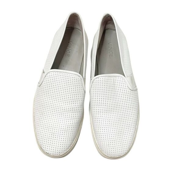 Vince Blair Perforated Leather Slip-On White Sneakers Size 9 EUC - Picture 2 of 9